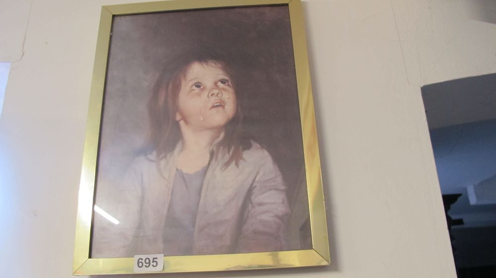 Lot 695: A Mid-20th Century Lithographic Print of a Crying Child