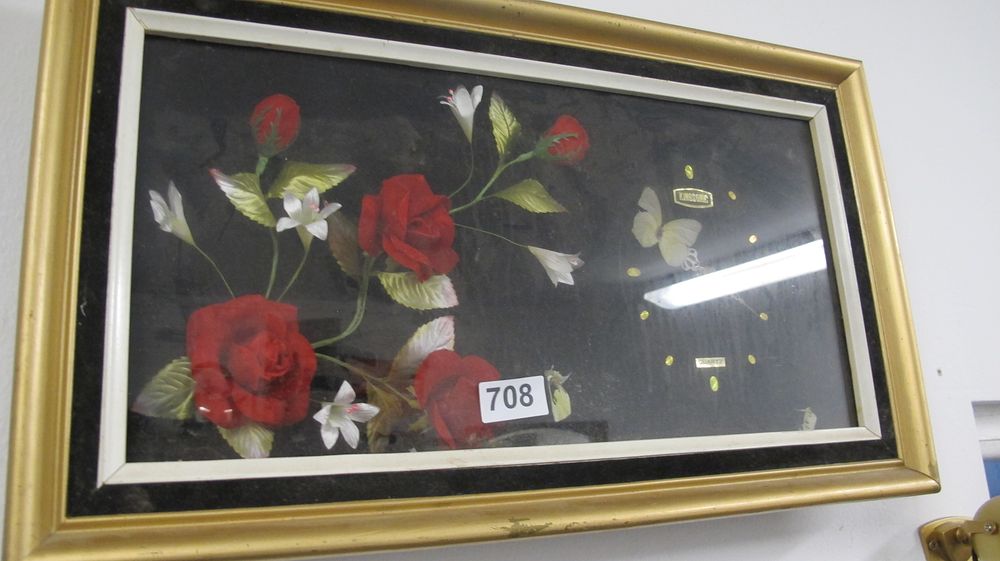 Lot 708: Kingsong Framed Floral Shadow Box Quartz Wall Clock