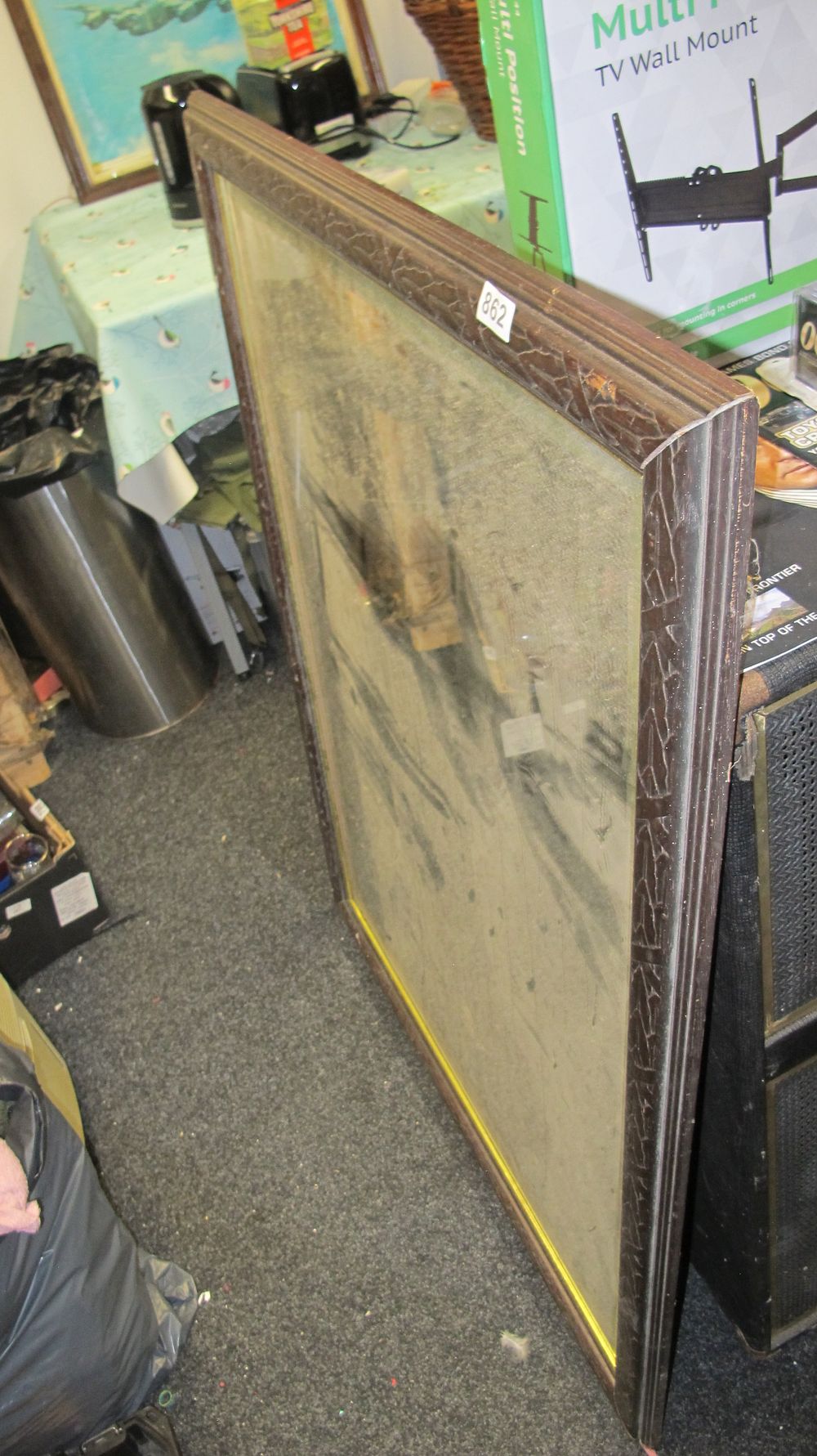 Lot 862: Large Scale Tonal Drawing in a Textured Oak Frame