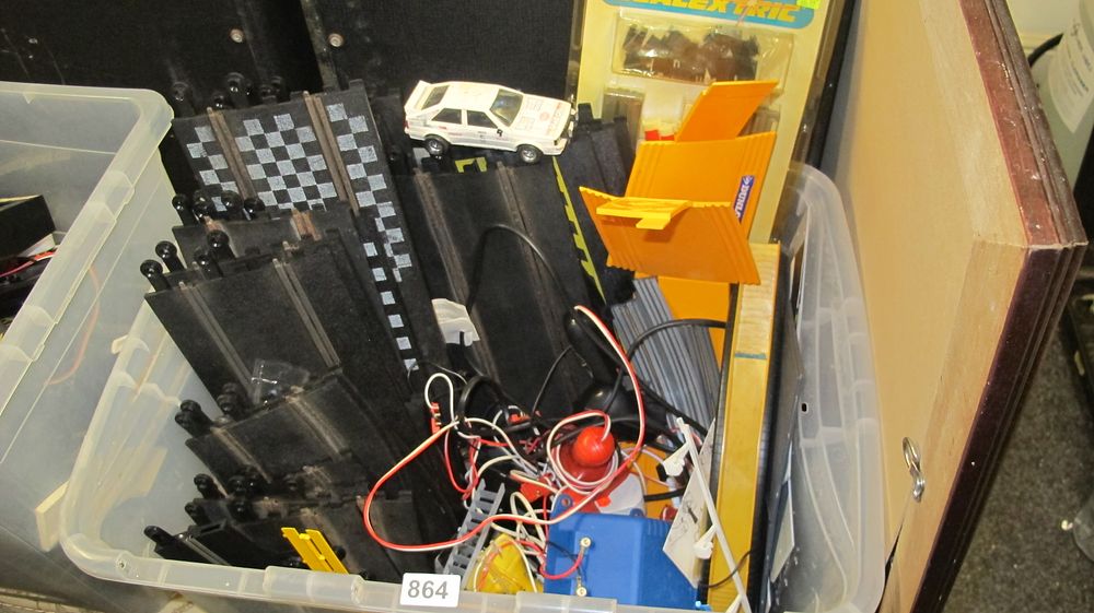 Lot 864: A Collection of Vintage Scalextric Slot Car Racing Track and Accessories
