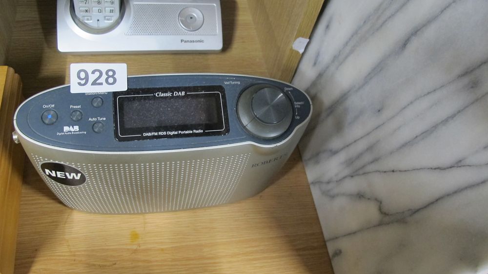 Lot 928: A Roberts Classic DAB Digital Portable Radio and a Panasonic Cordless Telephone Base Station