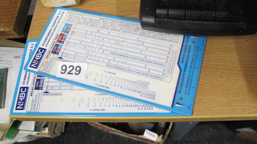 Lot 929: A Pair of NHBC Standards Chapter 4.2 Foundation Depth Calculators