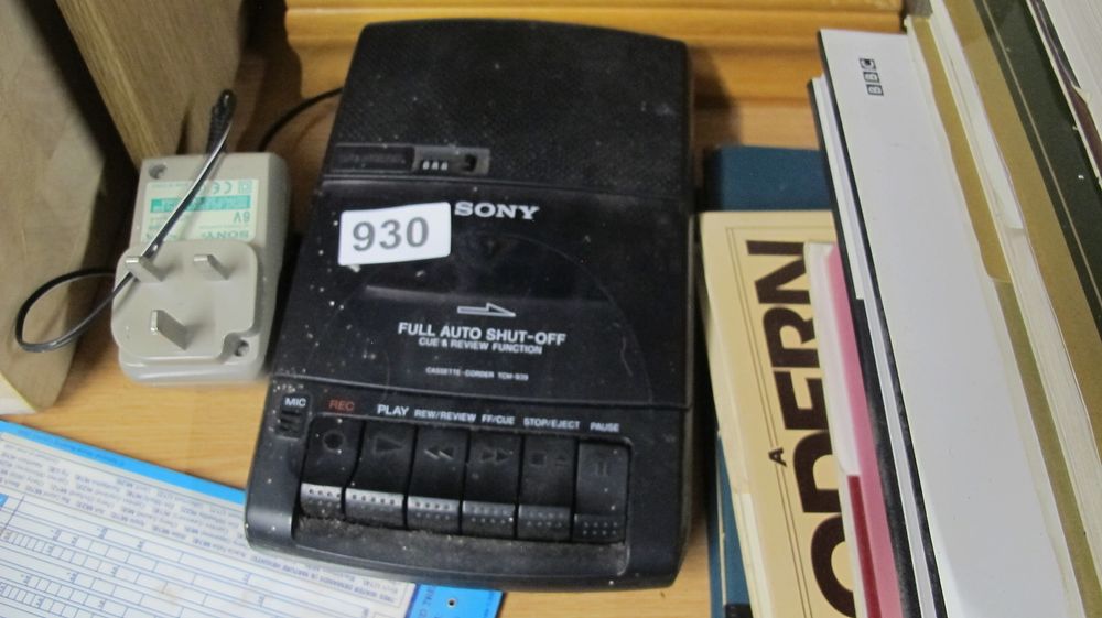 Lot 930: Sony TCM-939 Portable Cassette-Corder with AC Power Adapter