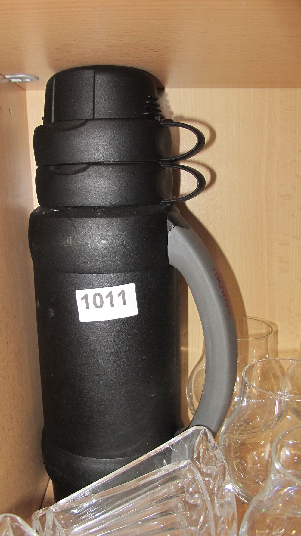 Lot 1011: Thermos Black Plastic Insulated Beverage Bottle with Add-a-Cup Dual Cup System