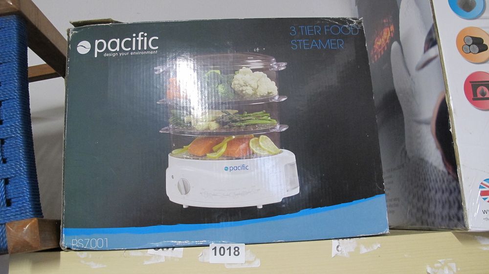 Lot 1018: Pacific PS7001 3 Tier Food Steamer in Original Packaging