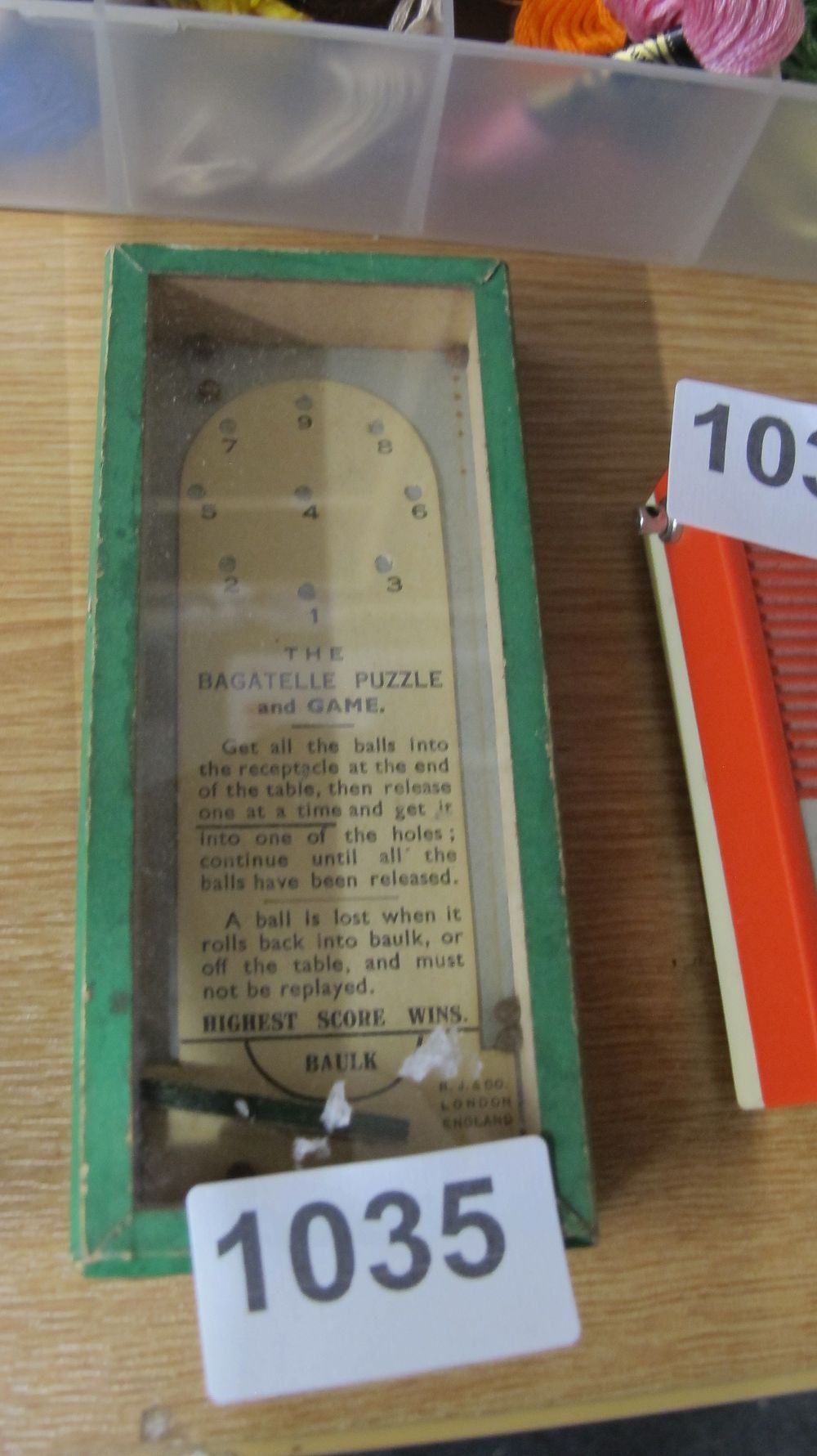 Lot 1035: R. Journet and Co. London Bagatelle Puzzle and Game