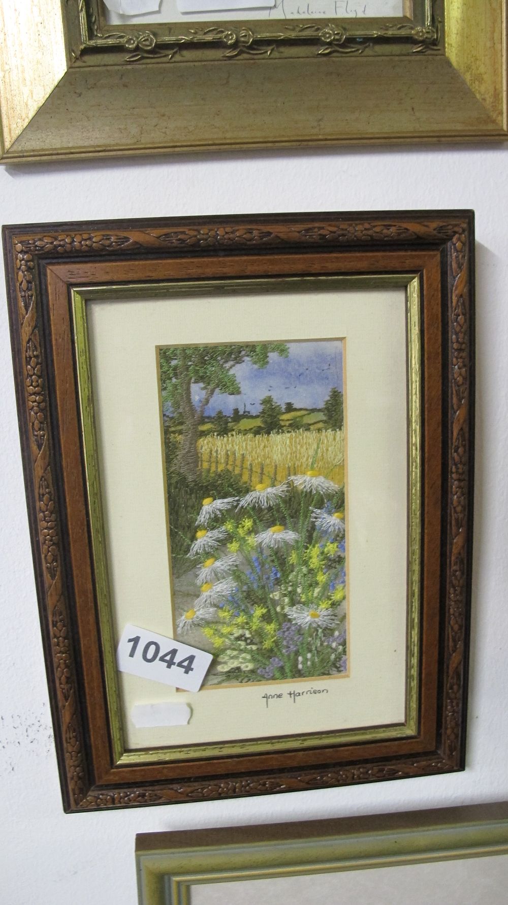 Lot 1044: Anne Harrison Fine Needlework Embroidery of Wildflowers and Landscape