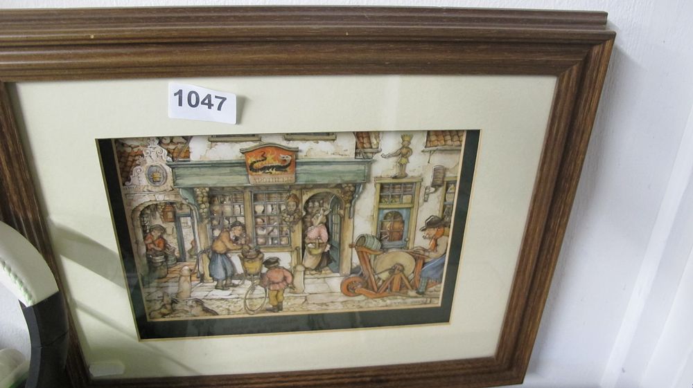 Lot 1047: Anton Pieck Apotheek Paper Tole 3D Decoupage Print