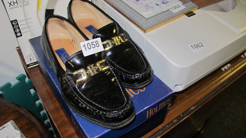 Lot 1058: A Pair of Holmes Black Patent Leather Loafers with Branded Shoebox