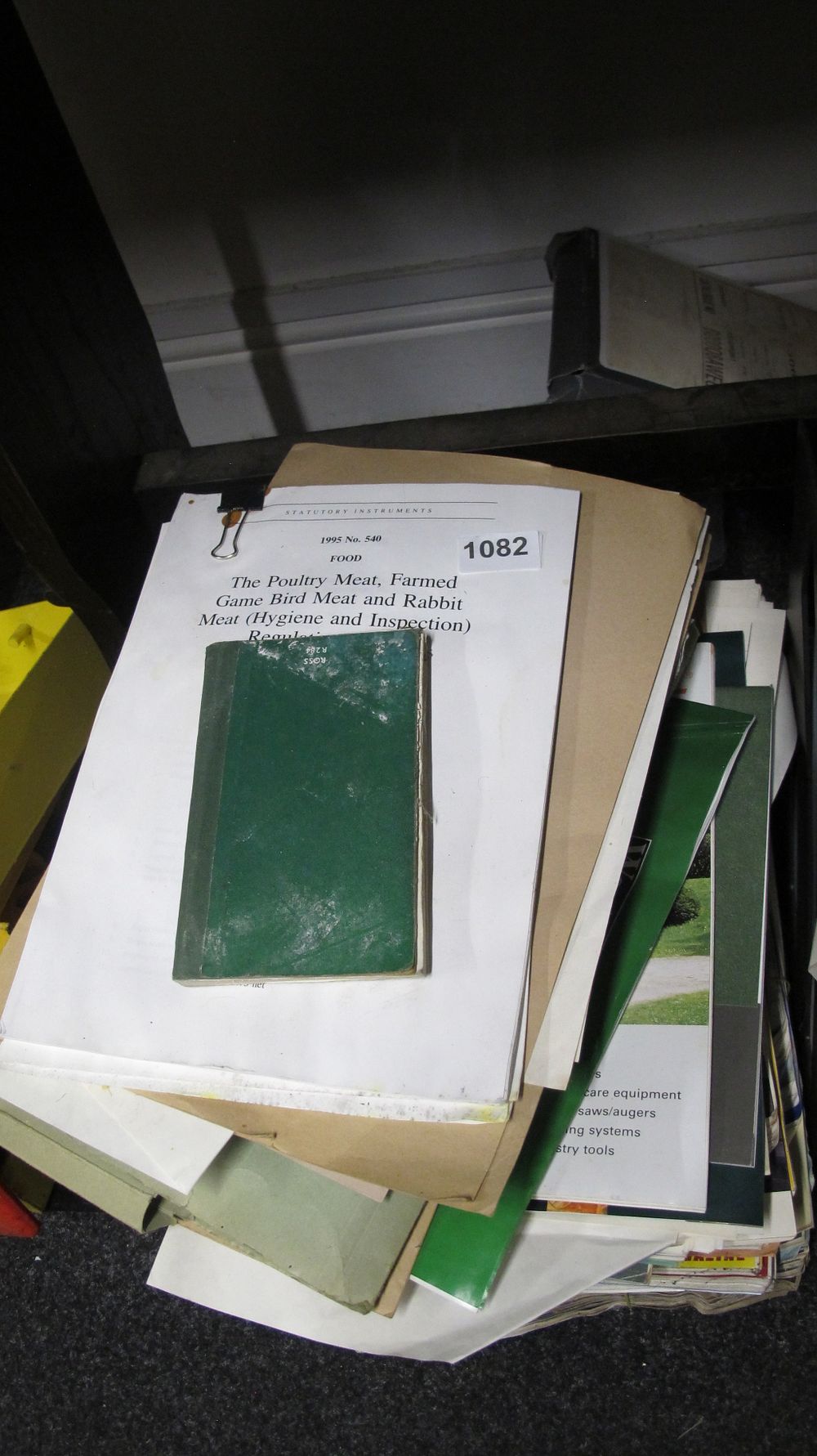Lot 1082: A Collection of Agricultural and Food Safety Ephemera including UK Statutory Instrument 1995 No. 540