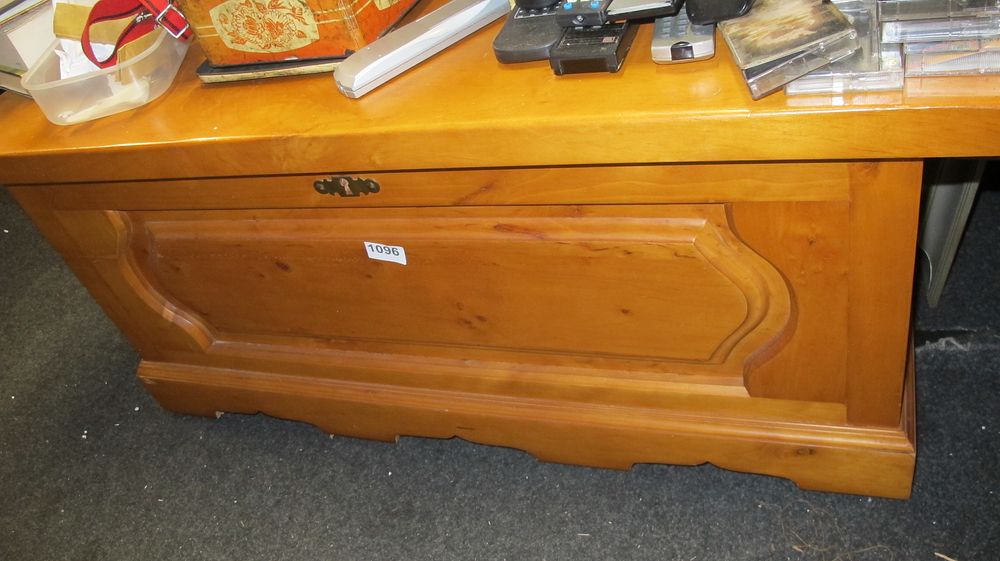 Lot 1096: Solid Pine Storage Chest with Decorative Panelled Front