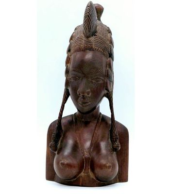 עץ עבודת יד . פסל מגולף בעץ 
עבודת יד, וינטג' 
דמות אישה 
