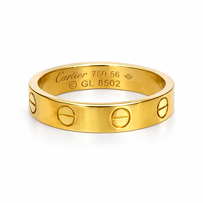 CARTIER LOVE RING IN YELLOW GOLD. Cartier Love Yellow Gold Ring GL8502 Size 56 with 