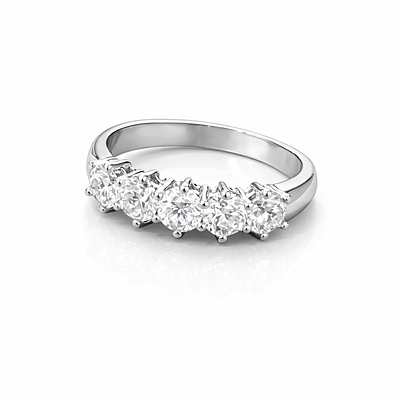 CINQUILLO STYLE RING WITH DIAMONDS. WHITE GOLD RING, CINQUILLO STYLE, WITH 5 BRILLIANT CUT 