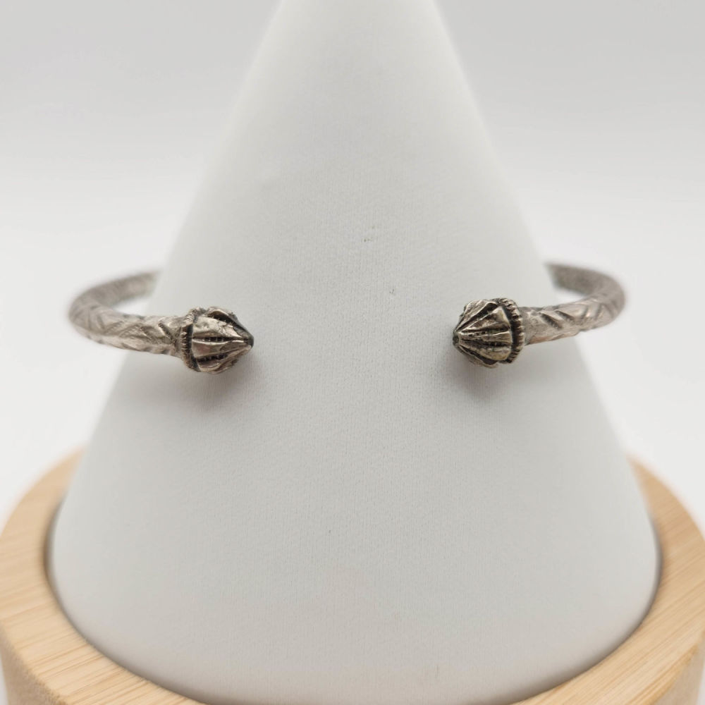 Lot 152: Sterling Etched Bangle Cuff Bracelet 20.7g