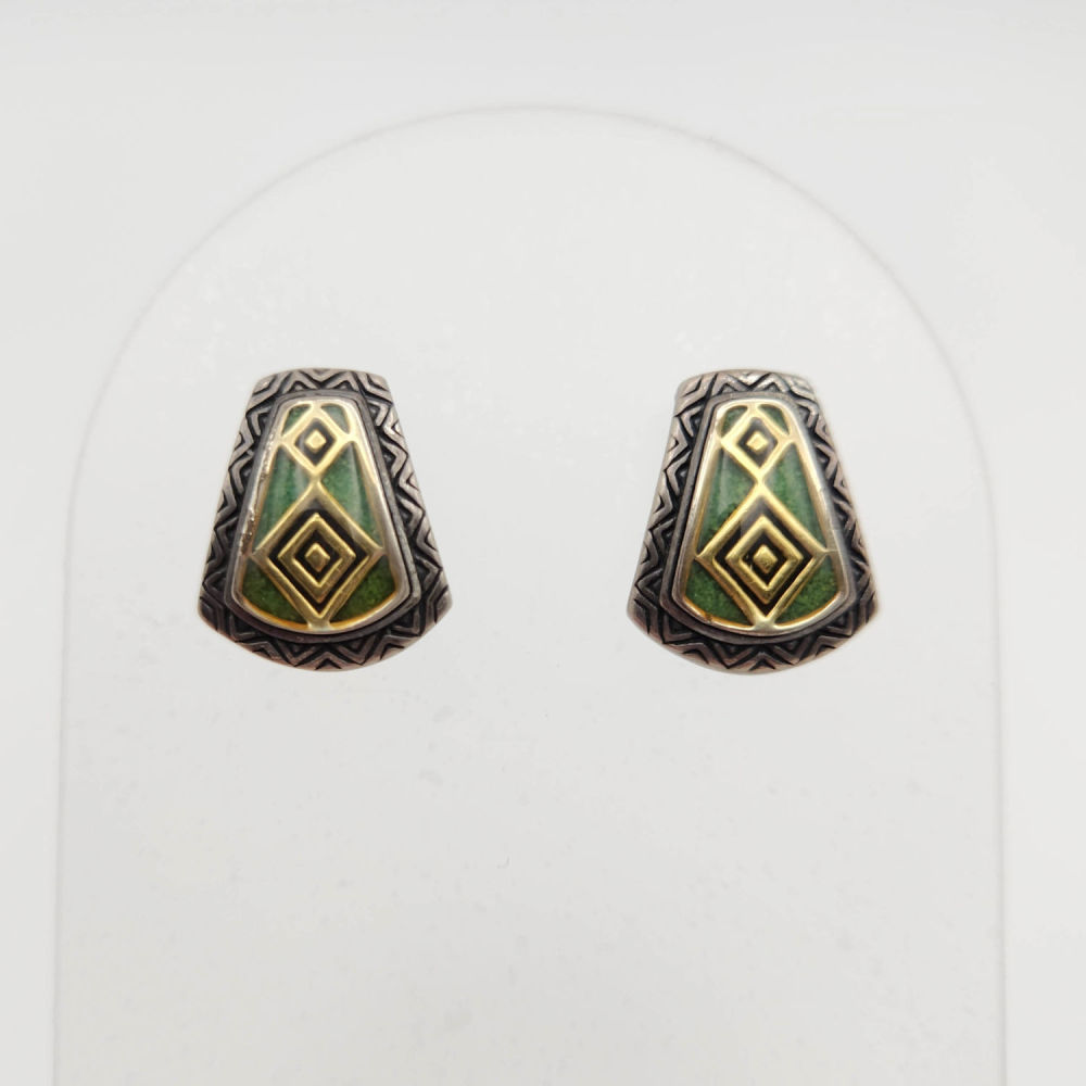 Lot 155: Carolyn Pollack Sterling Two-Tone Earrings 8.9g