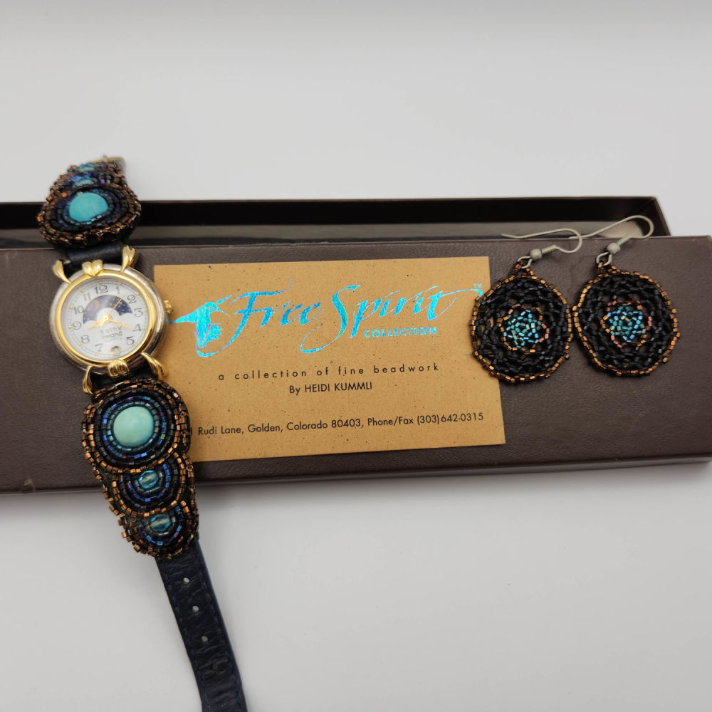 Lot 168: Free Spirit Heidi Kummli Beaded Watch Earrings Set