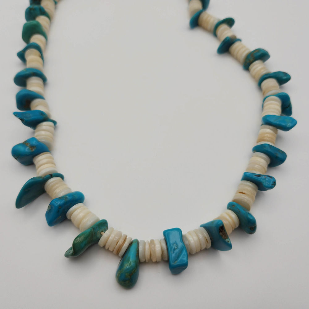 Lot 179: Chunk Turquoise Heishi Beaded Necklace