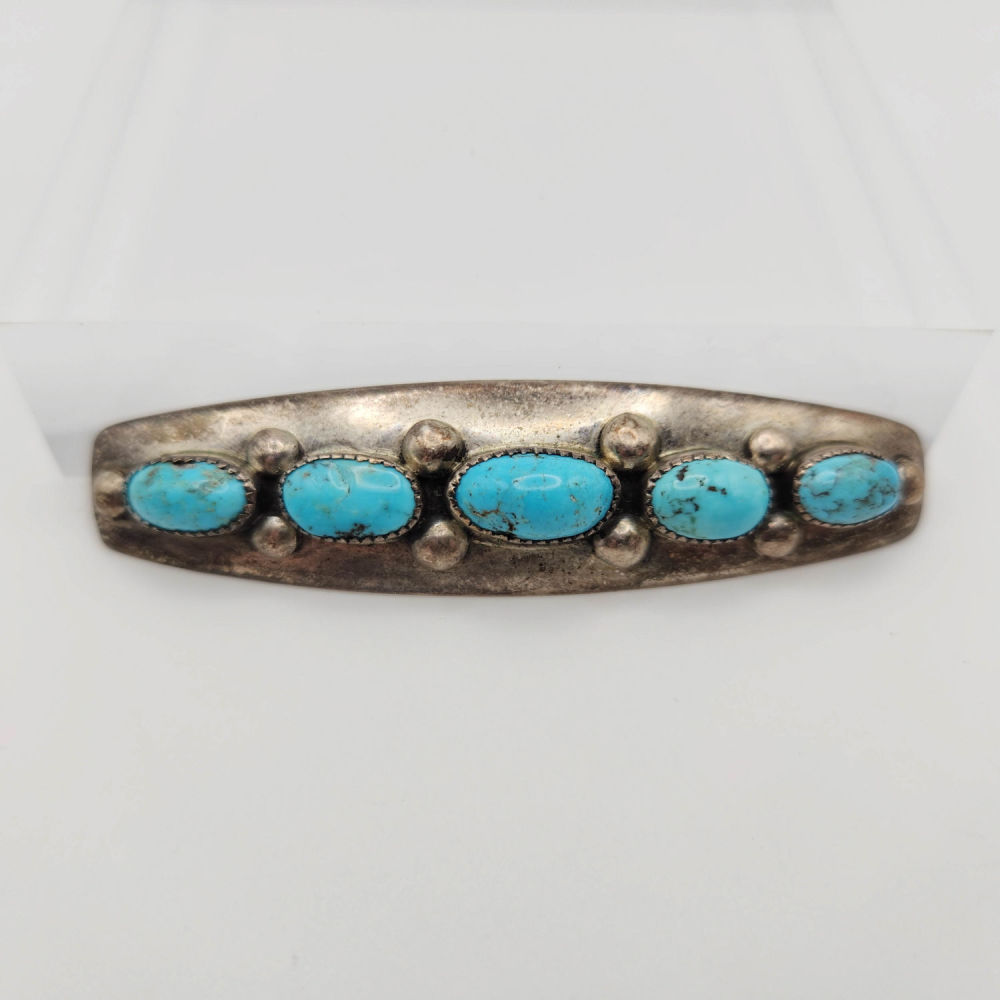 Lot 186: Frank Patania Sterling Turquoise Hair Barrette 14g
