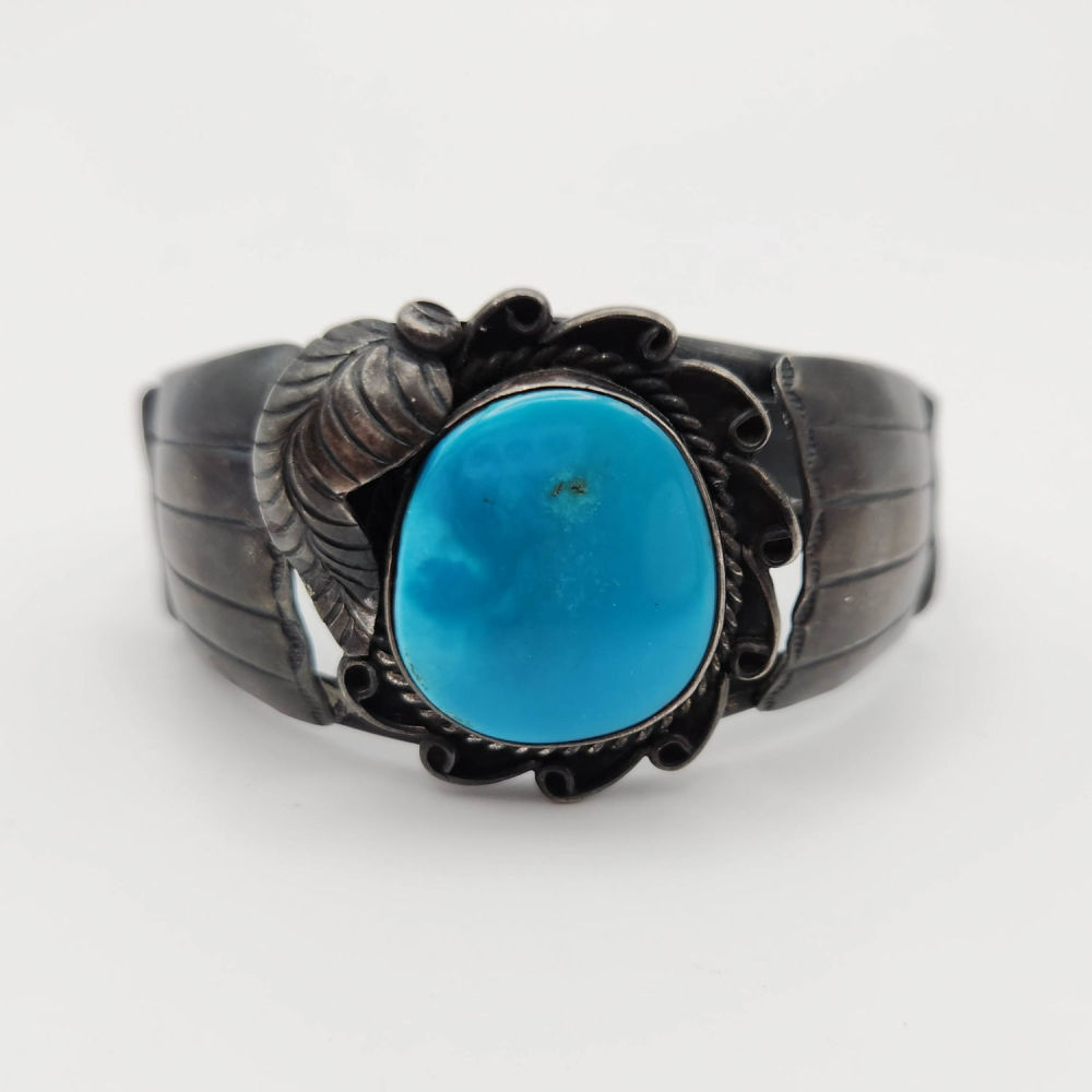 Lot 197: JW Sterling Turquoise Cuff Bracelet 35.8g