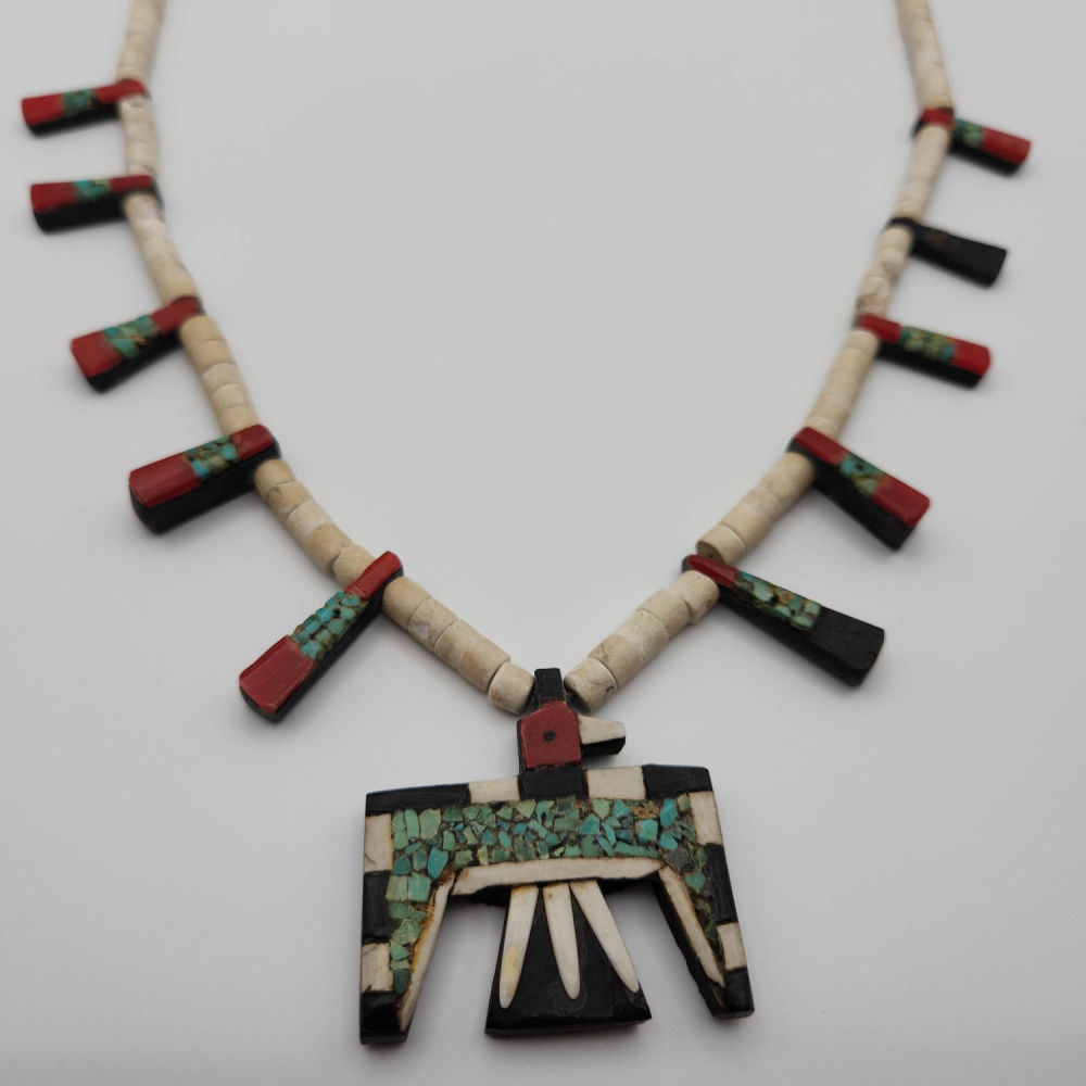 Lot 199: Old Santo Domingo Inlay Native Necklace