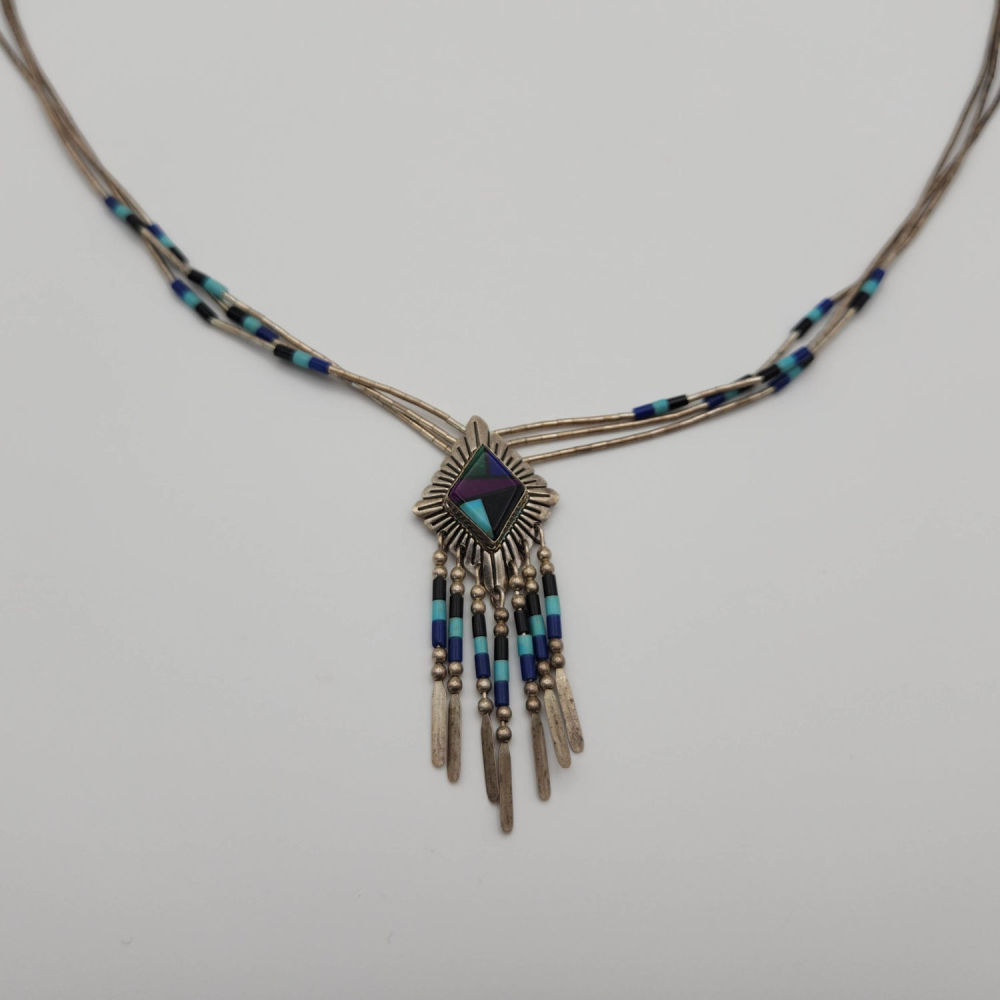Lot 218: Liquid Sterling Silver Q.T. Inlay Necklace 12g