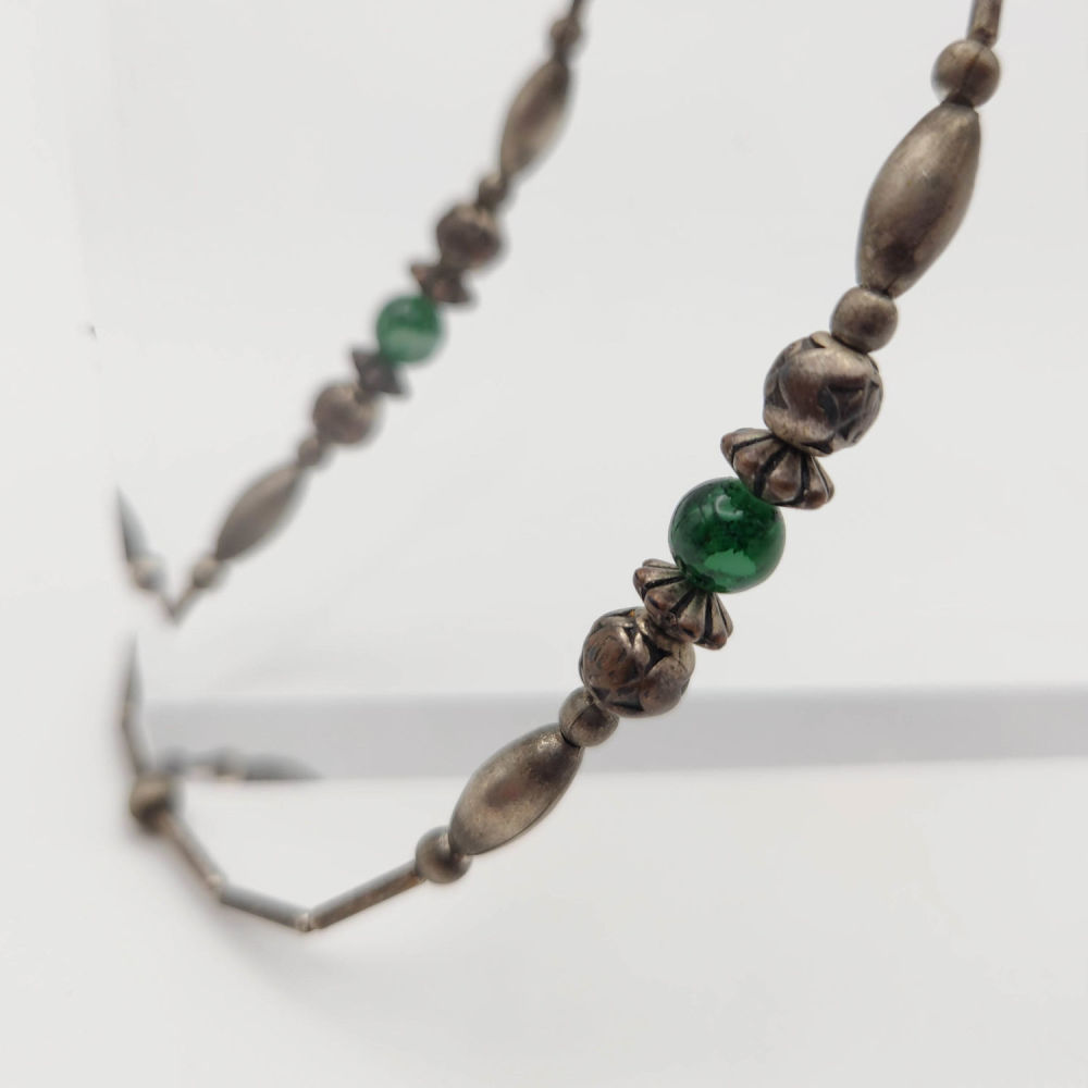 Lot 234: Sterling Green Beaded Anklet 5.8g