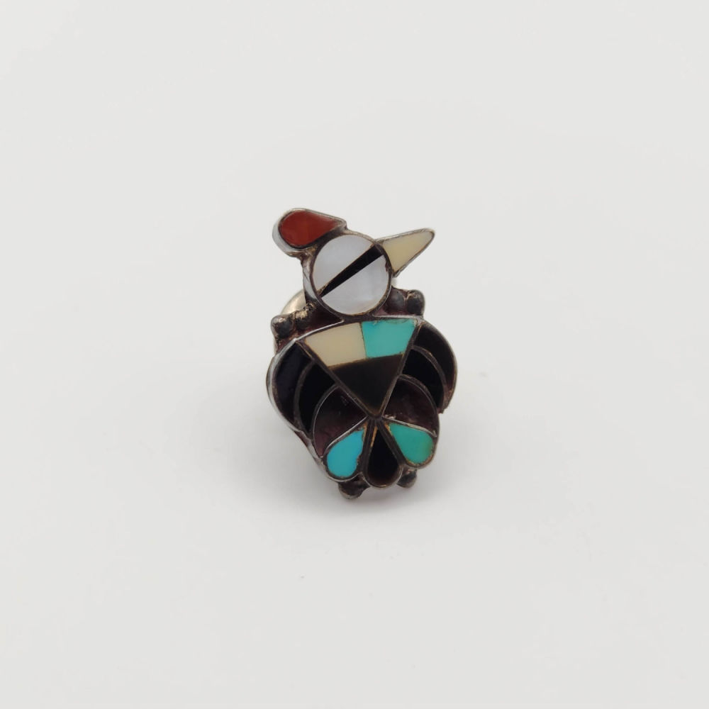 Lot 239: Sterling Zuni Inlay Bird Tie Tack 3.5g
