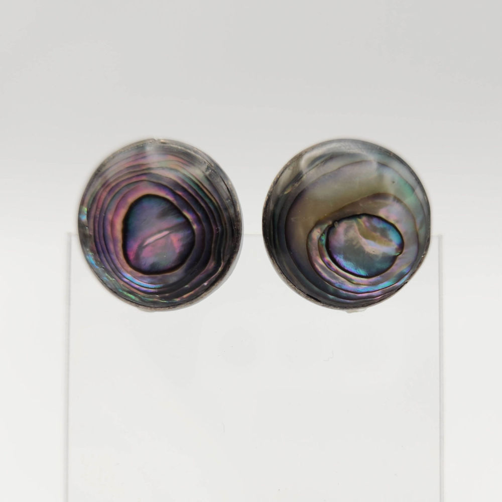 Lot 244: Sterling Taxco Signed "J.D" Abalone Earrings 8g