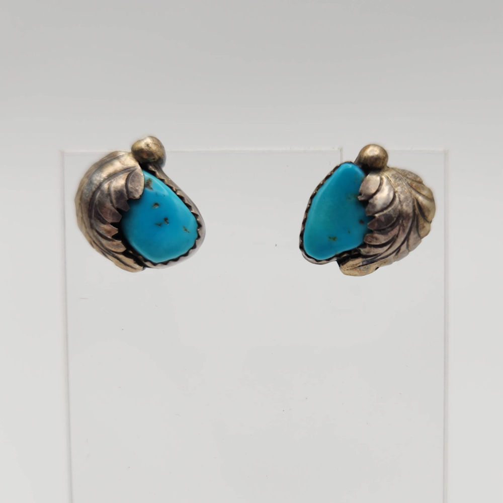 Lot 249: Sterling Navajo "IHMSS" Turquoise Earrings 4.3g