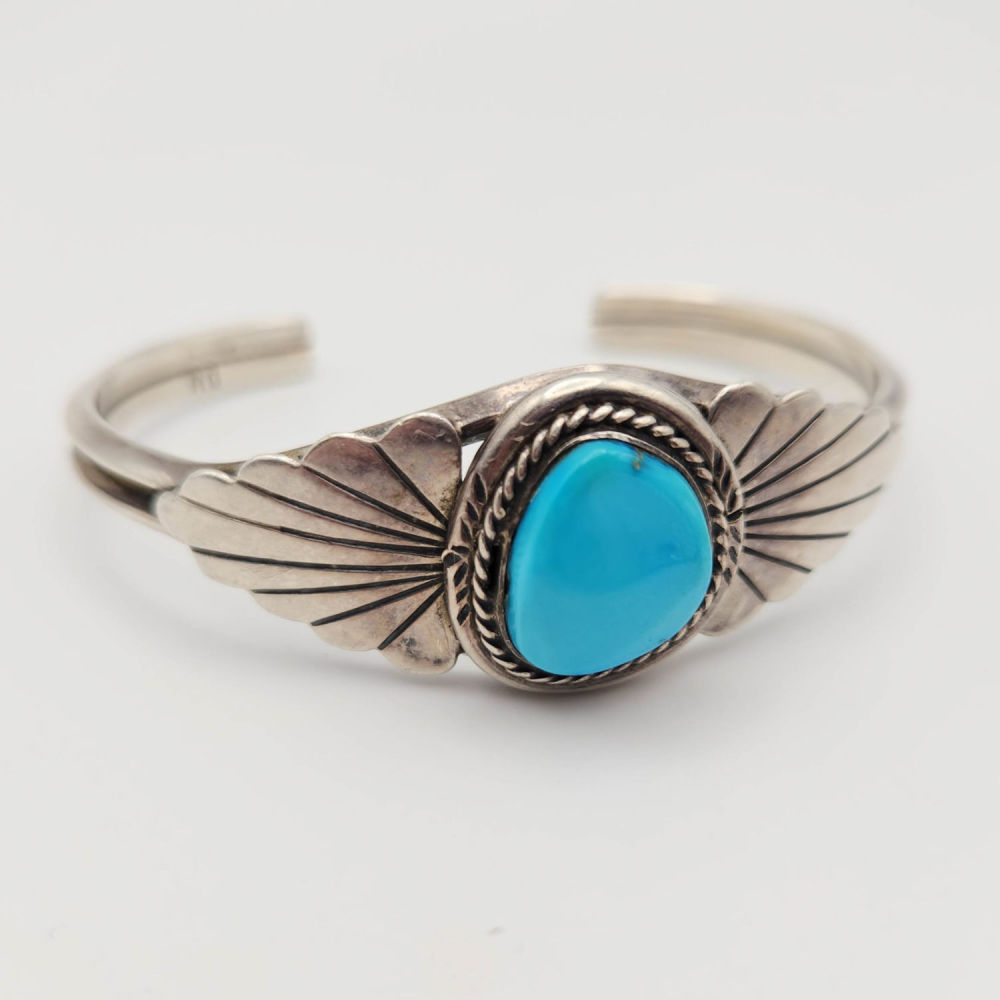 Lot 266: Sterling Navajo Cuff Bracelet "RG" 25.4g
