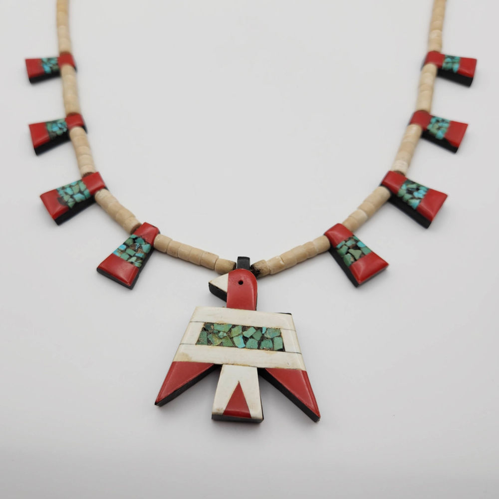 Lot 289: Santo Domingo Depression Era Inlay Bird Necklace