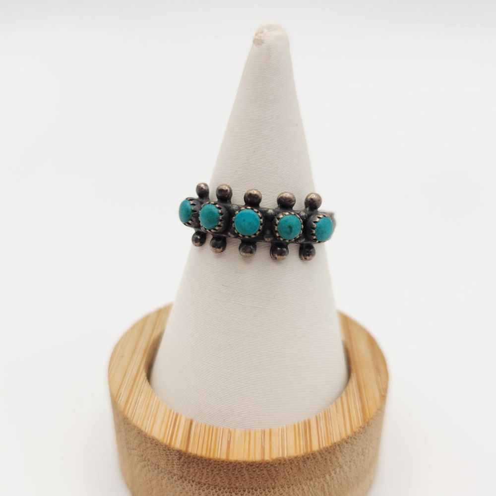 Lot 296: Sterling Zuni Turquoise Ring 3g Size 6