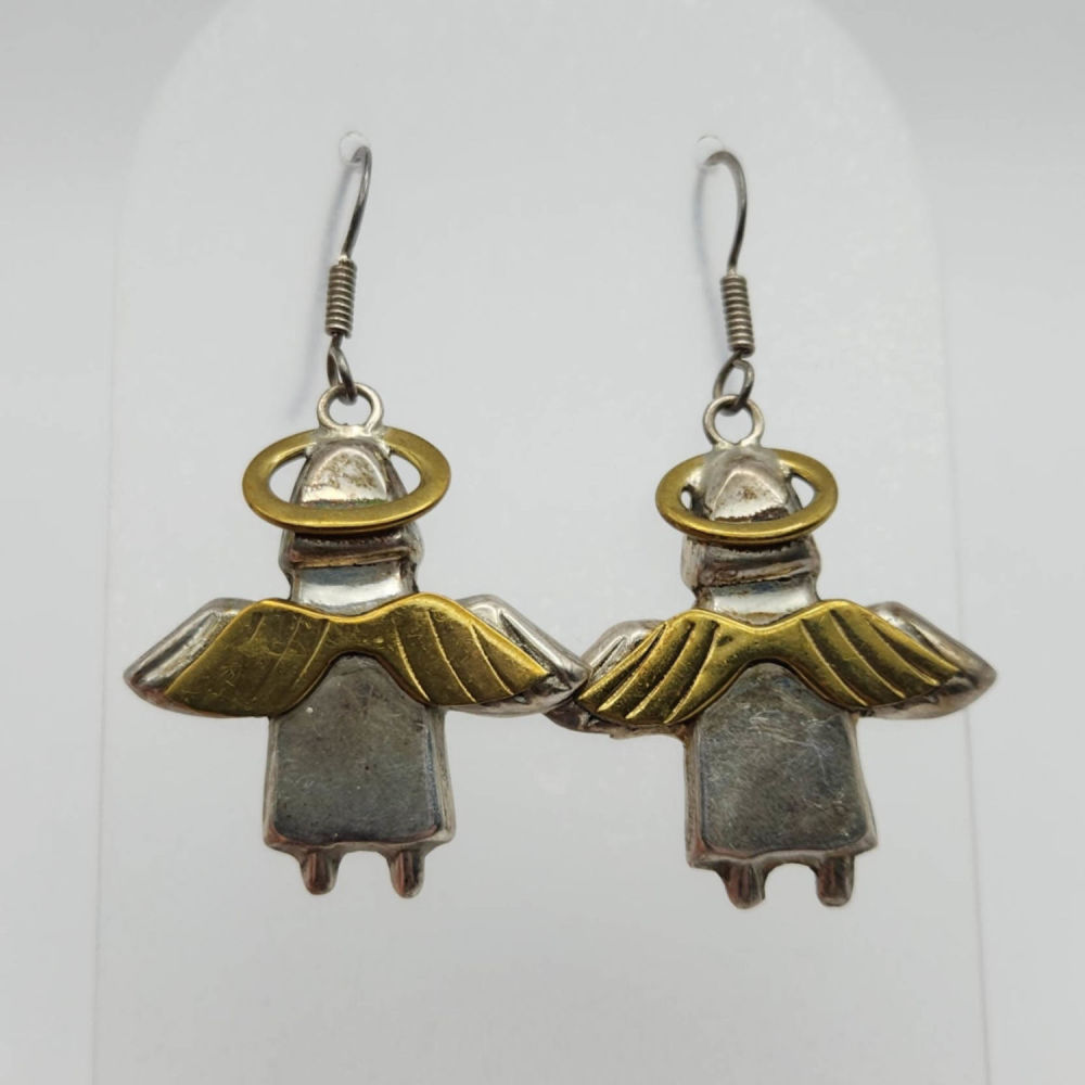 Lot 338: Sterling Mexico Angel Earrings 9.8G
