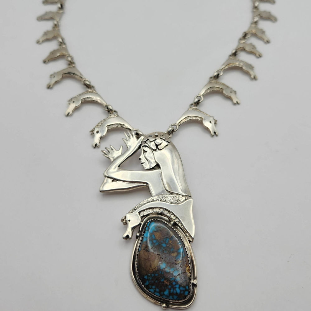 Lot 340: Dan Nieto Royston Turquoise Sterling Necklace 102G