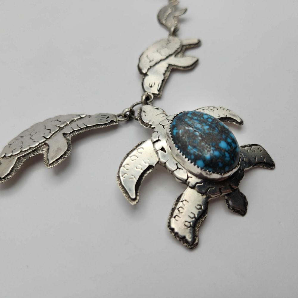 Lot 341: Sterling Dan Nieto Blue Mojave Turquoise Necklace 110G