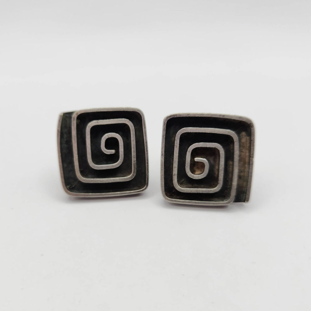 Lot 344: Sterling Ed Harris Modernist Cufflinks 23G