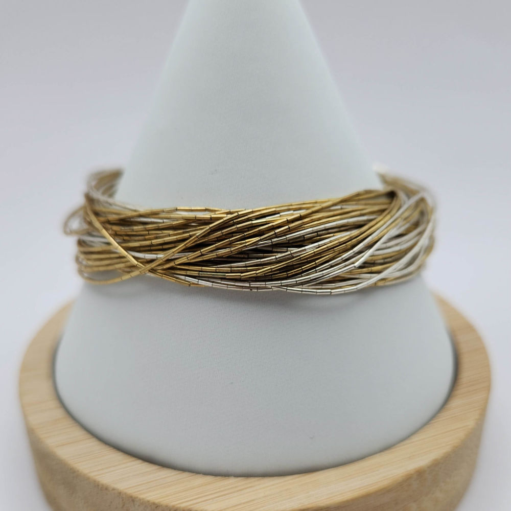 Lot 360: Signed Sterling Liquid Silver 2 tone 50 Strand