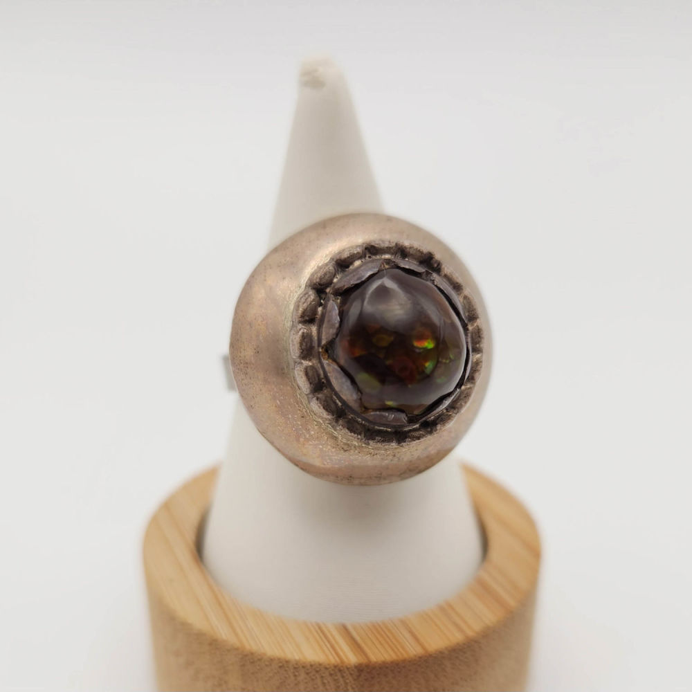 Lot 361: Signed Sterling Fire Agate Big Ring 14.5G sz 8.5