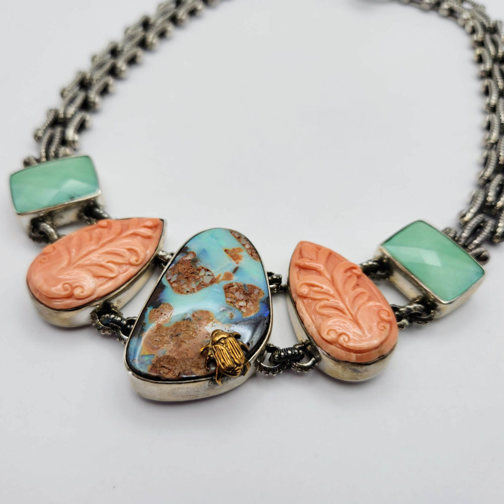 Lot 369: Stephen Dweck Sterling Turquoise Necklace 156G
