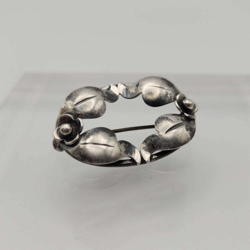 Lot 391: John L Denmark Sterling Floral Brooch 4.8g