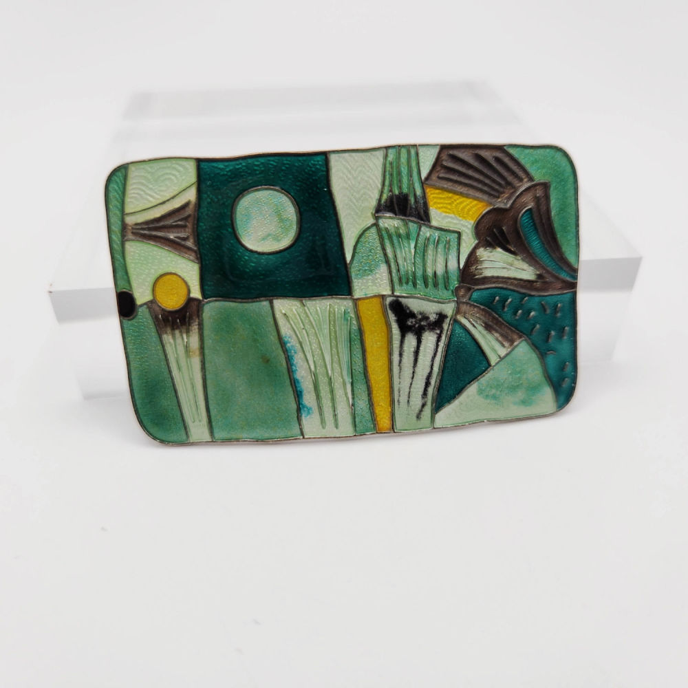 Lot 398: David Andersen Norway Sterling Enamel MCM Brooch 24.7g
