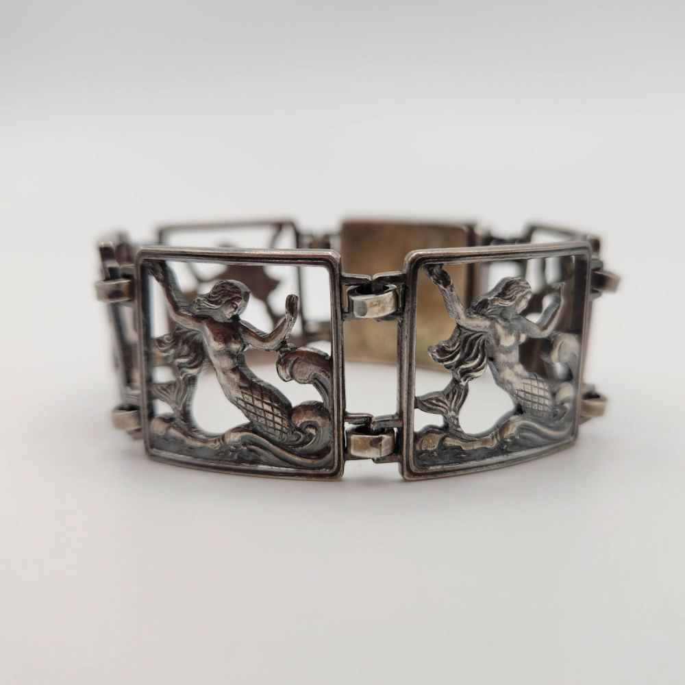 Lot 400: Sterling DB Denmark Mermaid Bracelet 46g