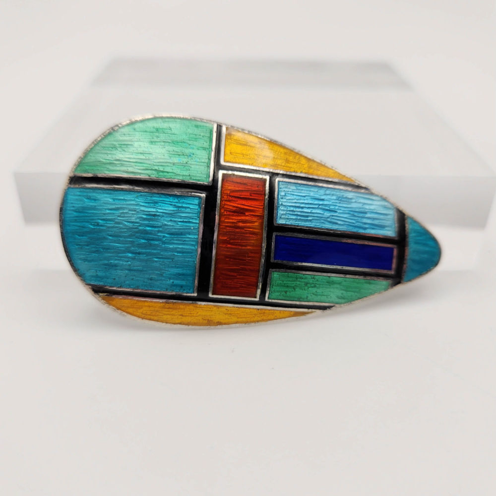 Lot 435: Sterling Siam Multi-Color Enamel Brooch 11g