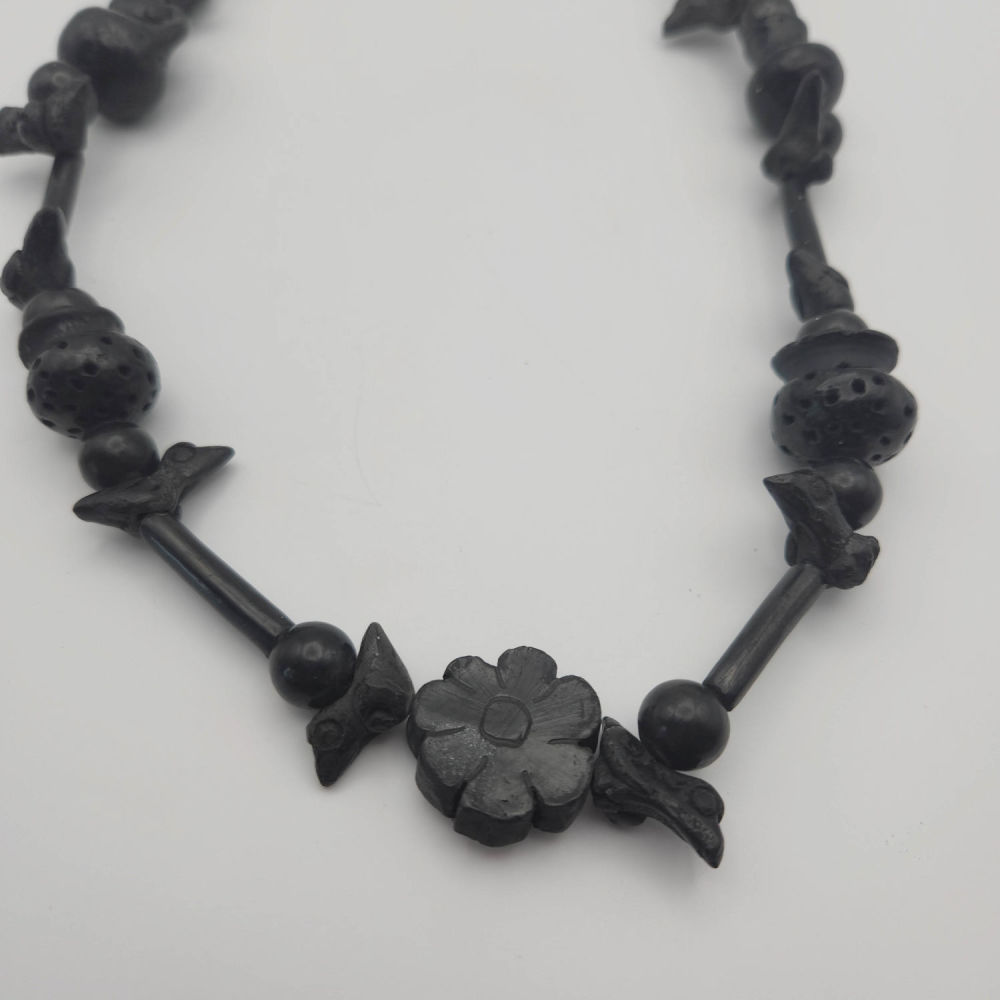 Lot 438: Black Fetish Wood Necklace 14"