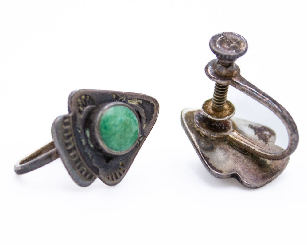Lot 162: Sterling Native Turquoise Earrings