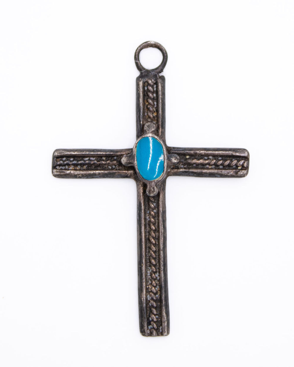 Lot 166: Sterling Native Turquoise Cross Pendant
