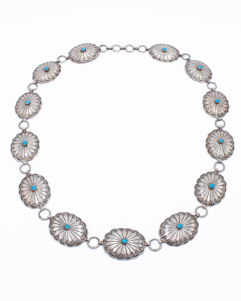 Lot 170: Sterling Turquoise Concho Belt