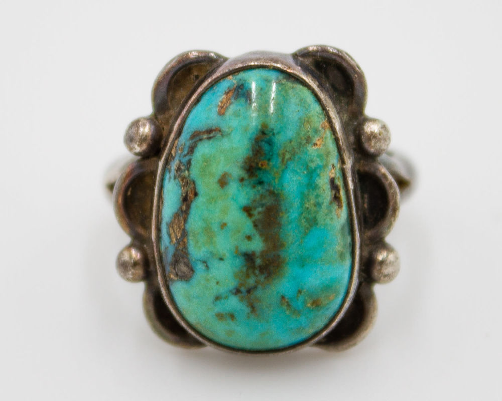 Lot 226: Sterling Turquoise Navajo Ring Size 5