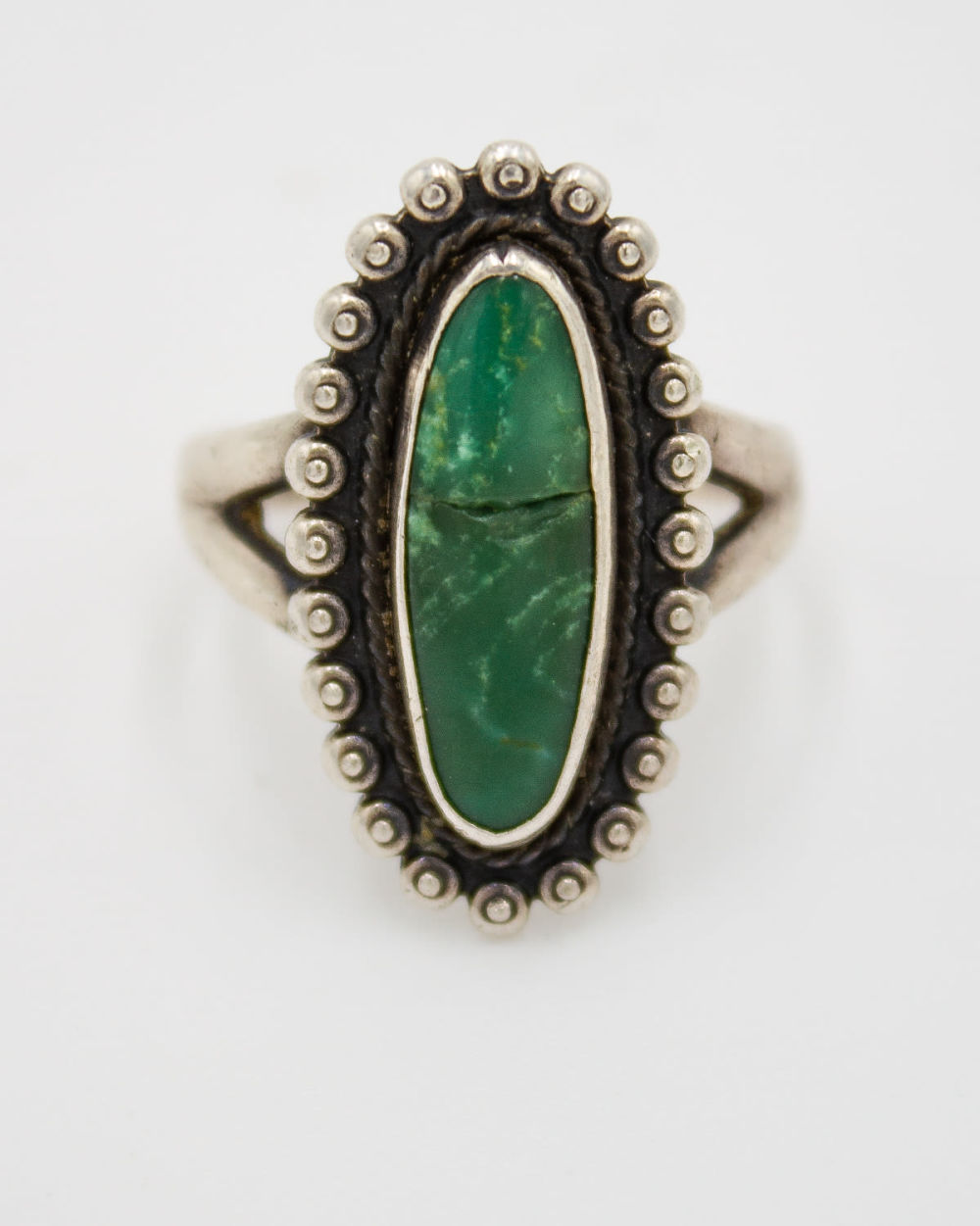 Lot 231: Sterling Bell Trading Post Turquoise Ring Size 6